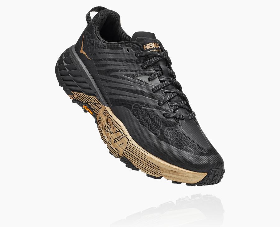 Hoka One One Trailove Tenisky Panske Čierne/Zlate - Speedgoat 4 CNY - 83620-GPHY